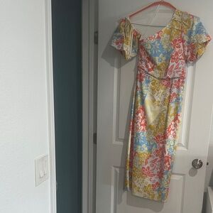 HUNTER BELL One Shoulder Floral Dress - Red, Blue, Yellow size 6